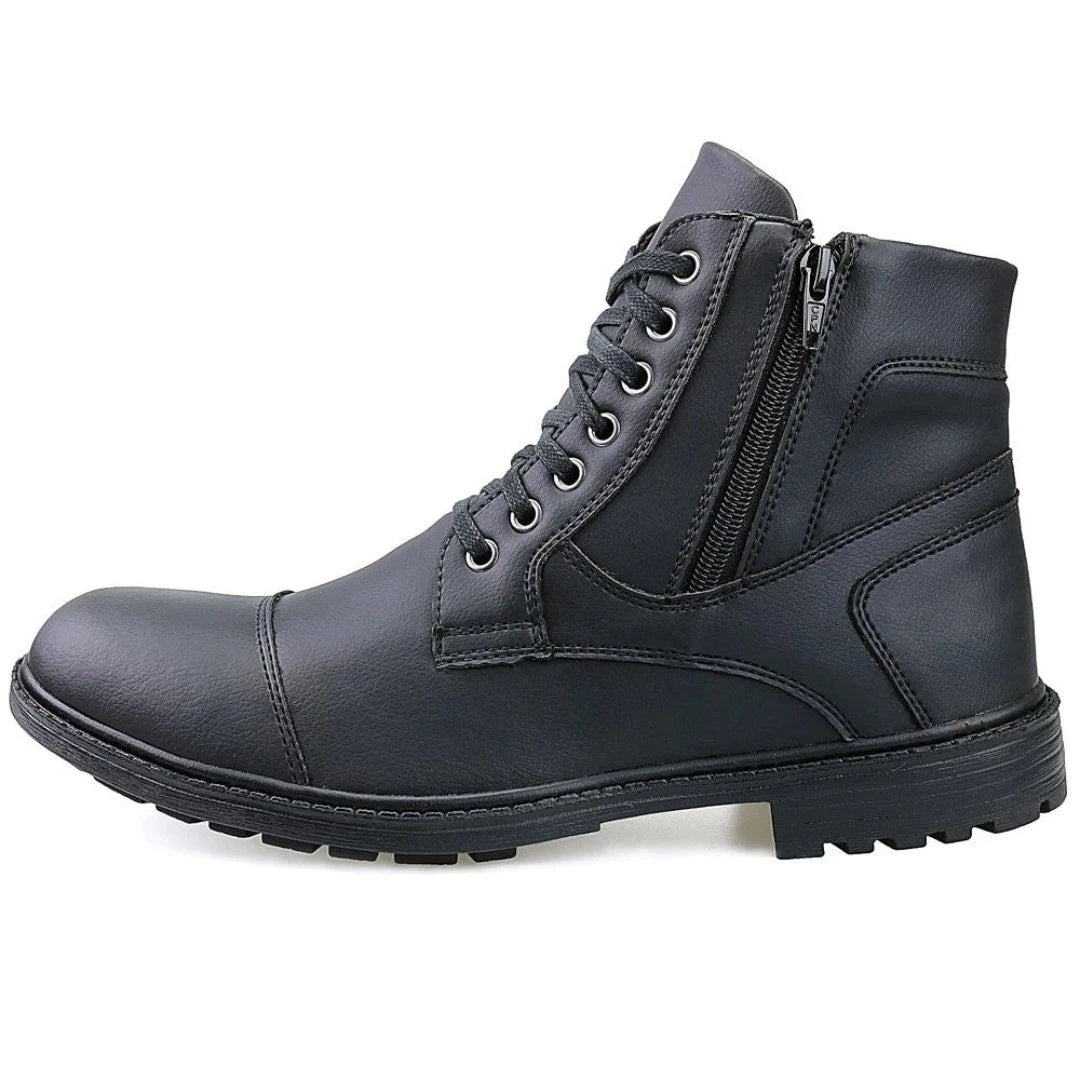 Coturno Masculino Casual com Cadarço e Zíper Ajustável