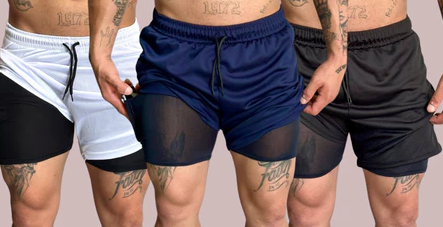 Kit 3 Shorts 2 em 1 Masculino Dry Fit