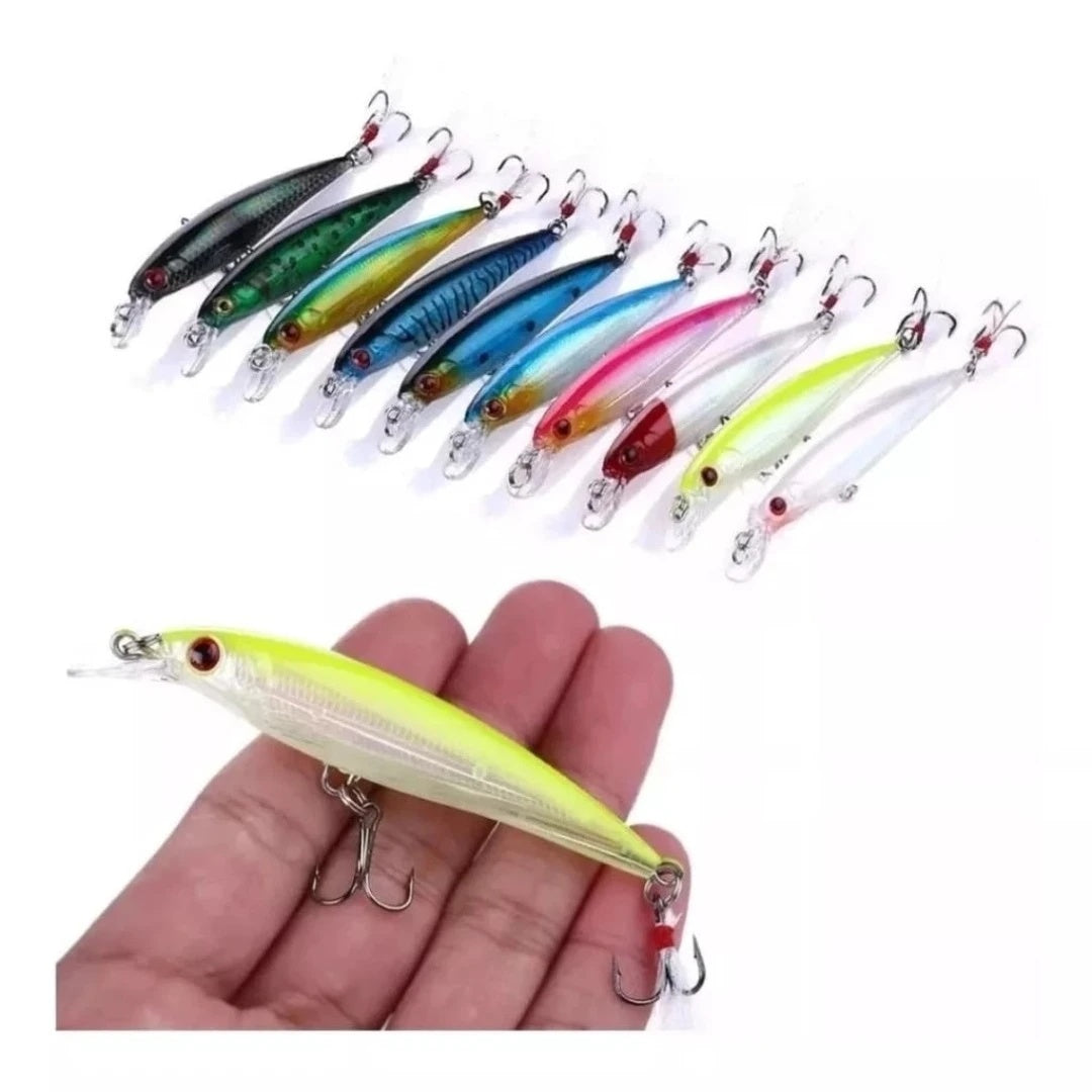 Kit 10 Isca Artificial para Pesca Tucunaré Robalo Dourado