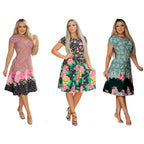 Kit 3 Vestidos Feminino Evangélico Rodado Oferta (Pague 2 e Leve 3)