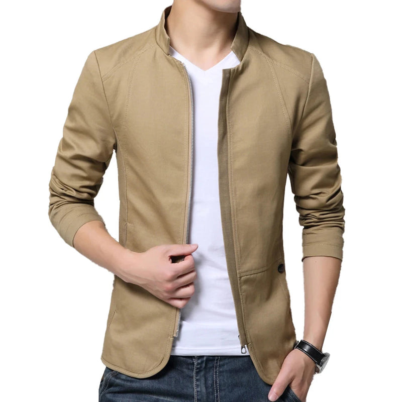 Jaqueta Blazer Masculina Fino Ajuste Formal Negócios Com Zíper