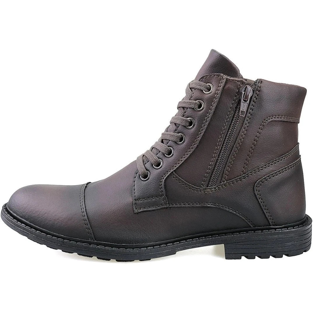 Coturno Masculino Casual com Cadarço e Zíper Ajustável