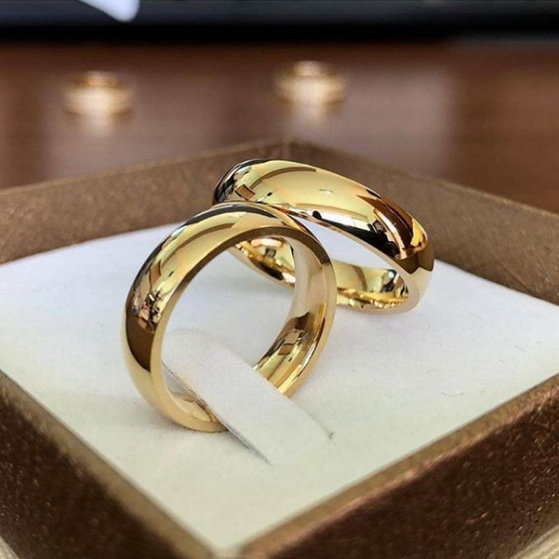 Par de Alianças de Casamento Banhado a Ouro