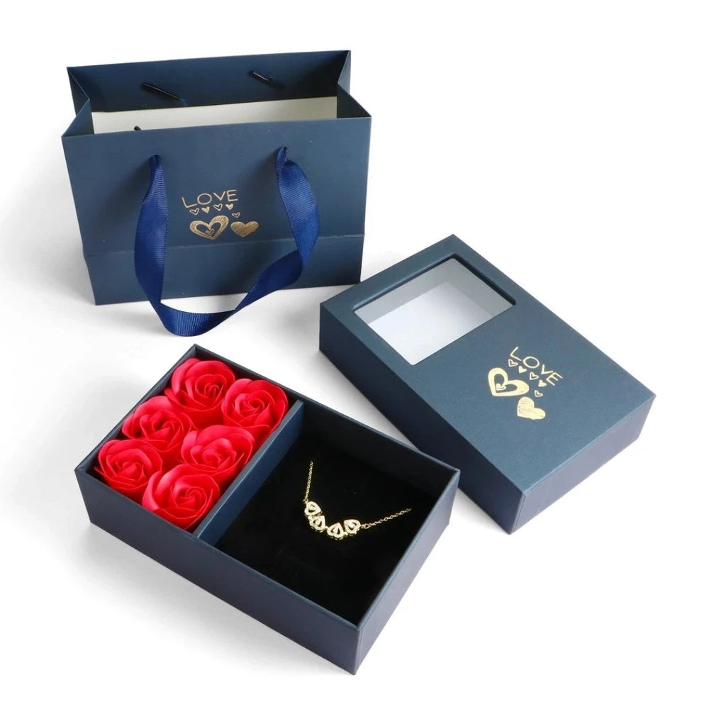 Colar De Luxo Feminino Com Caixa De Flores artificial Quatro Folhas