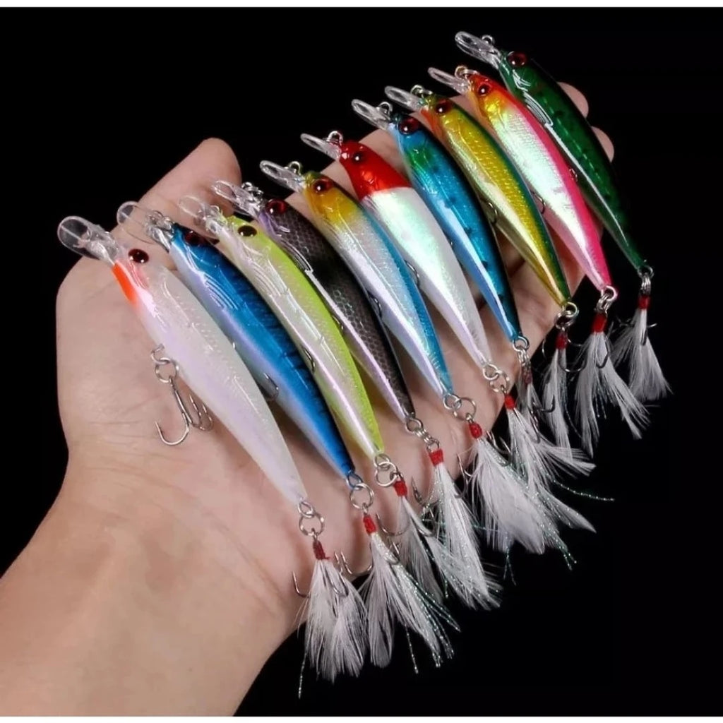 Kit 10 Isca Artificial para Pesca Tucunaré Robalo Dourado