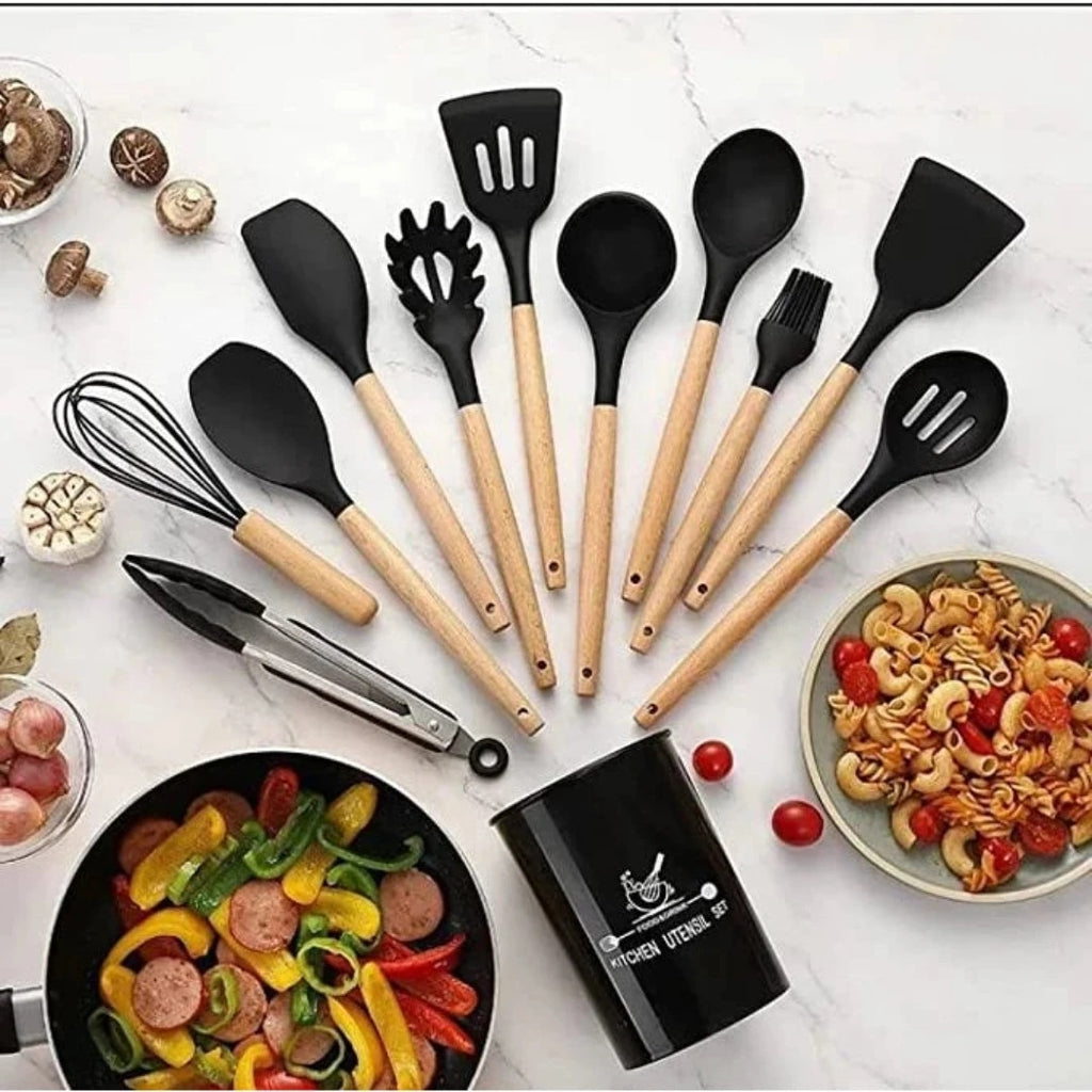 KIT de Utensílios Para Cozinha em Silicone 12 Peças