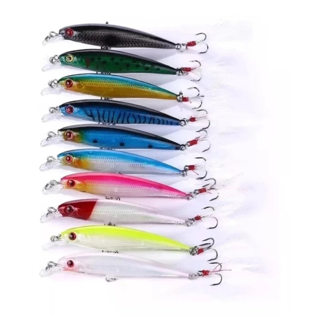 Kit 10 Isca Artificial para Pesca Tucunaré Robalo Dourado