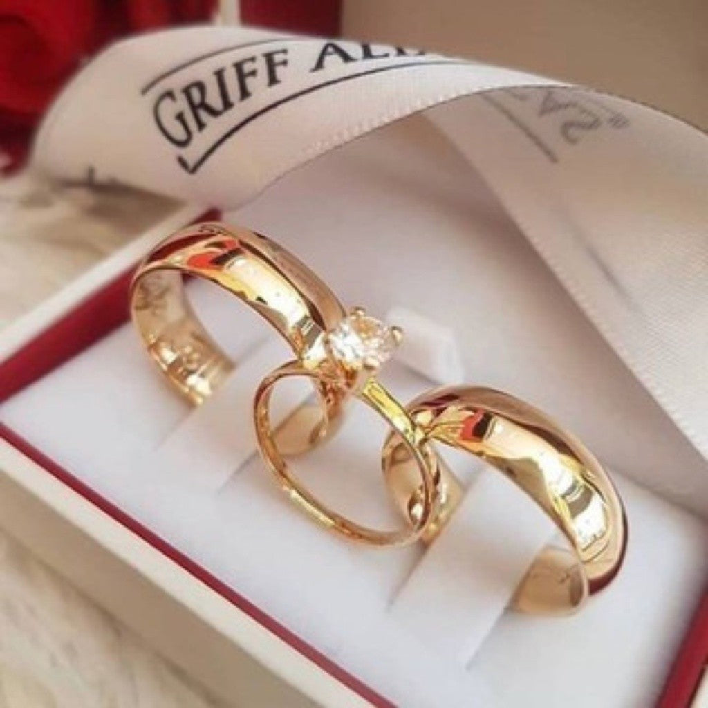 Par de Alianças de Casamento Banhado a Ouro
