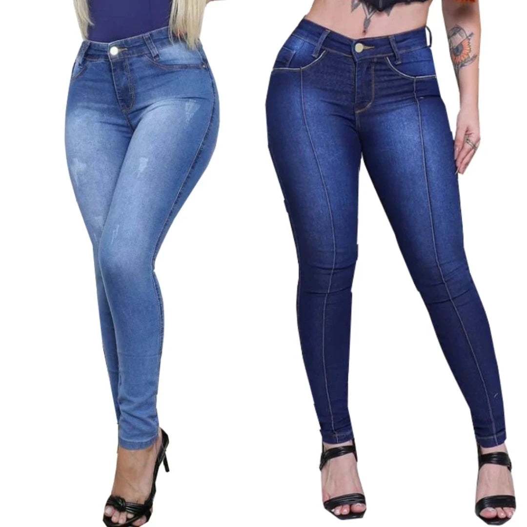 Calça Feminina Jeans Com Elastano Levanta Bumbum (KIT 2 CALÇAS)