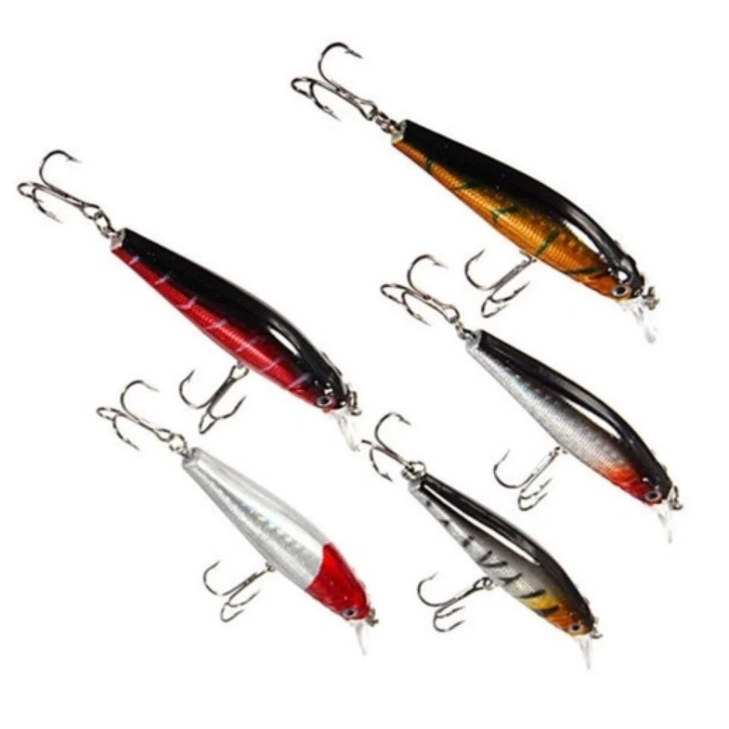 Kit 05 Iscas Artificiais 1/2 Meia Água de 8 cm e 6g Pesca Tucunaré Robalo Dourado Traíra Black Bass