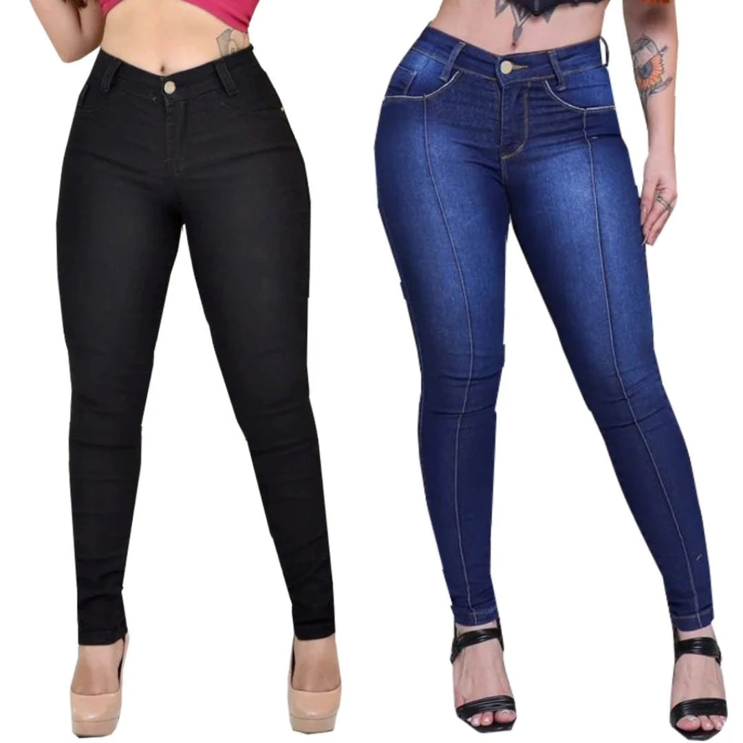 Calça Feminina Jeans Com Elastano Levanta Bumbum (KIT 2 CALÇAS)