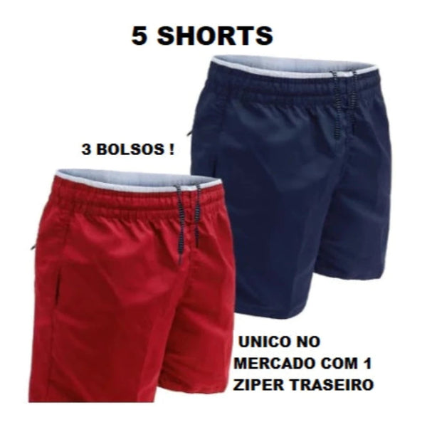 Kit 5 Short Esportivo Masculino Praia Verão Tactel (PAGUE 4 E LEVE 5 SHORT)