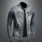 Jaqueta Jeans Retrô Masculina com Zíper