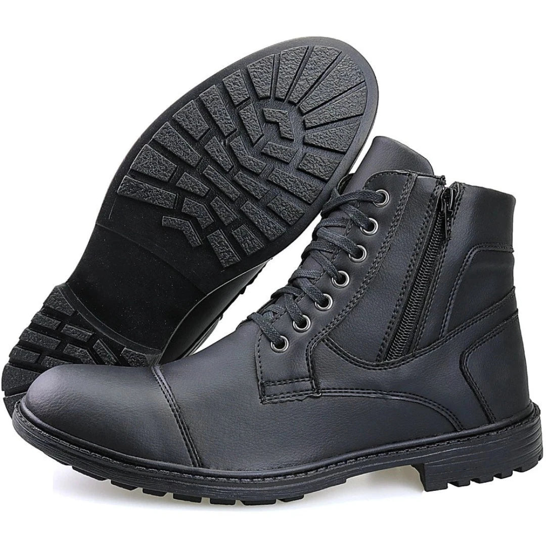 Coturno Masculino Casual com Cadarço e Zíper Ajustável