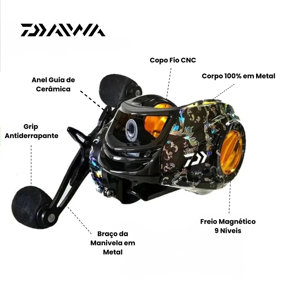 Carretilha de Pesca Daiwa 7.2:1 Anti Cabeleira + Linha de Pesca Mutlifilamento [OFERTA ESPECIAL DE NATAL]