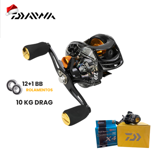 Carretilha de Pesca Daiwa 7.2:1 Anti Cabeleira + Linha de Pesca Mutlifilamento [OFERTA ESPECIAL DE NATAL]