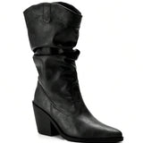 Bota Feminina Western Texana Slouchy Cano Médio Enrugada Lumi