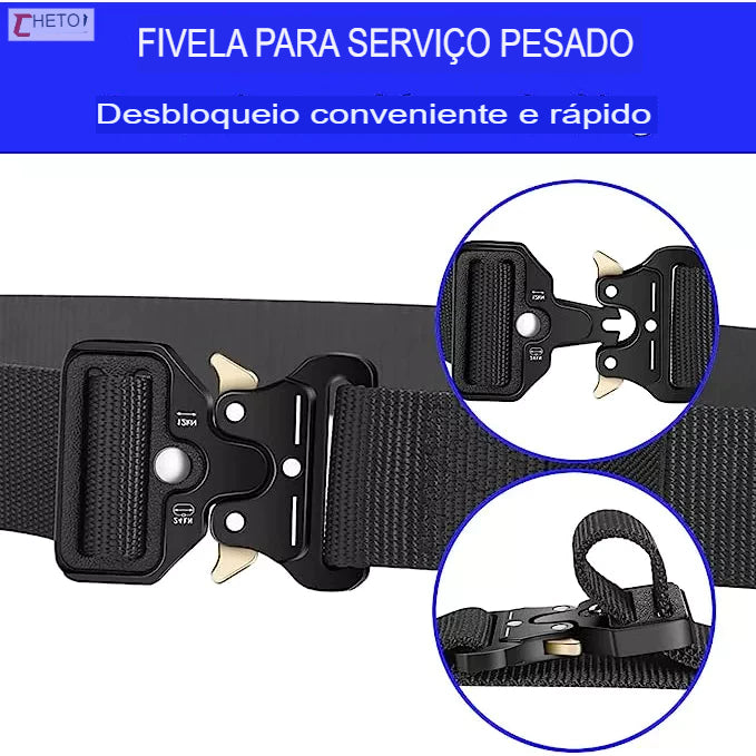 Cinto tático Militar Largo Masculino Nylon Fivela Liga de Zinco e Engate Rápido - lojaidealgolden