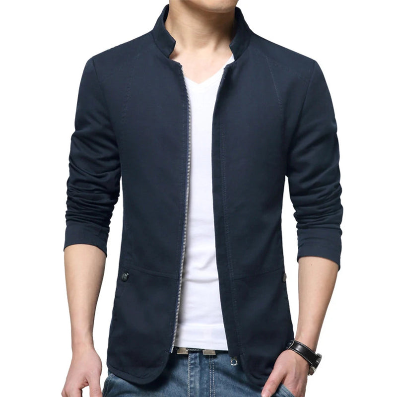 Jaqueta Blazer Masculina Fino Ajuste Formal Negócios Com Zíper