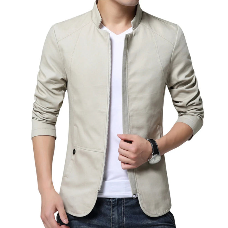 Jaqueta Blazer Masculina Fino Ajuste Formal Negócios Com Zíper