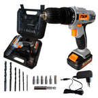 Furadeira e parafusadeira à bateria 12v com maleta  +  Brinde 13 acessórios