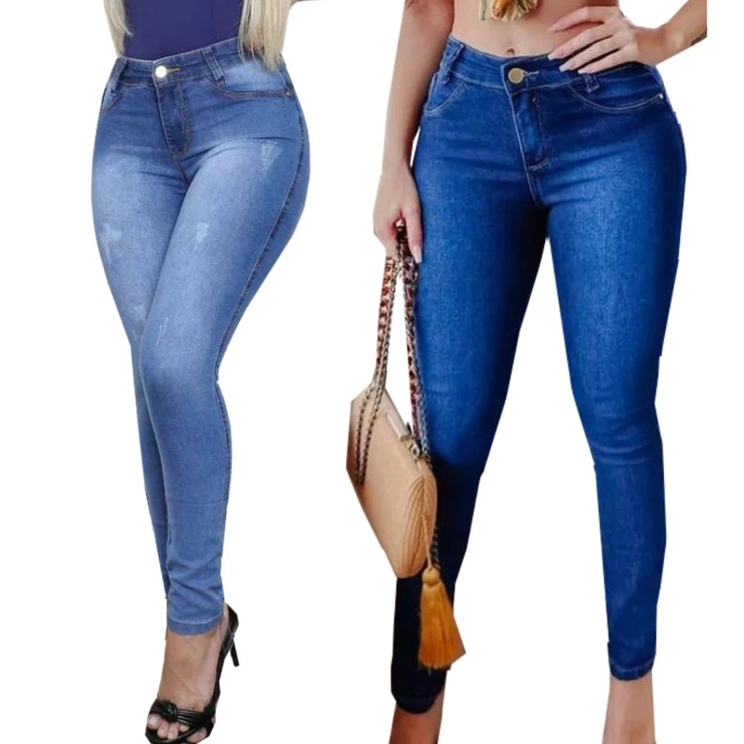 Calça Feminina Jeans Com Elastano Levanta Bumbum (KIT 2 CALÇAS)