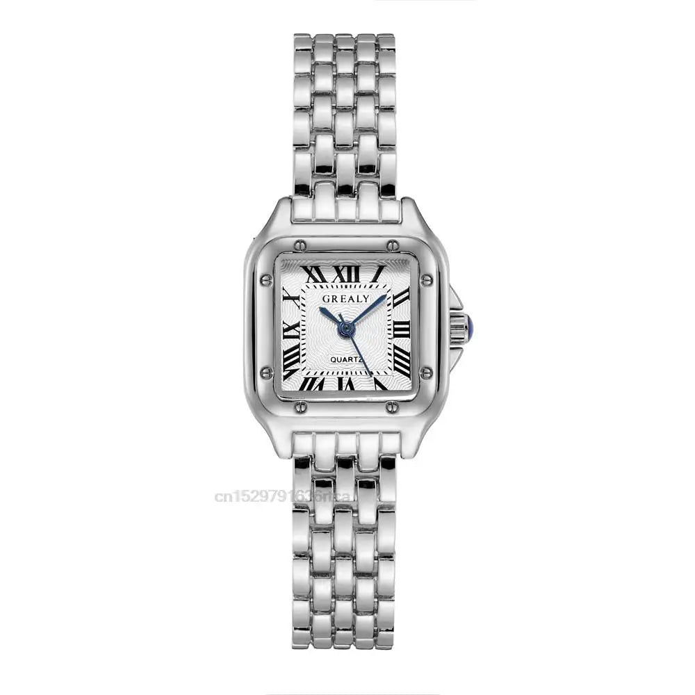 Relógio de Quartzo Feminino de Luxo + Pulseira de Lige Dourada