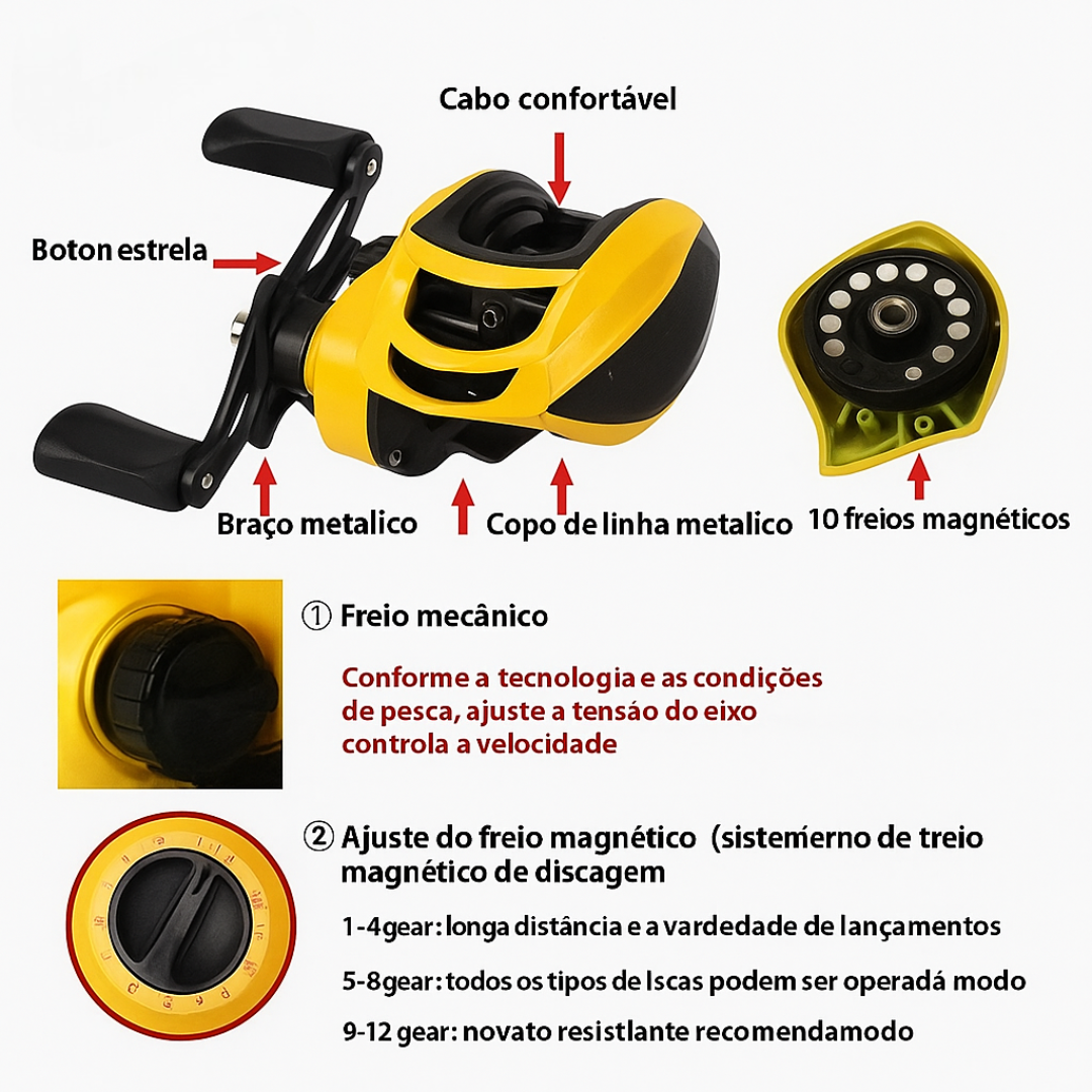 Carretilha Daiwa 18KG Drag 18+1 Rolamentos Anti-Cabeleira 7.2:1