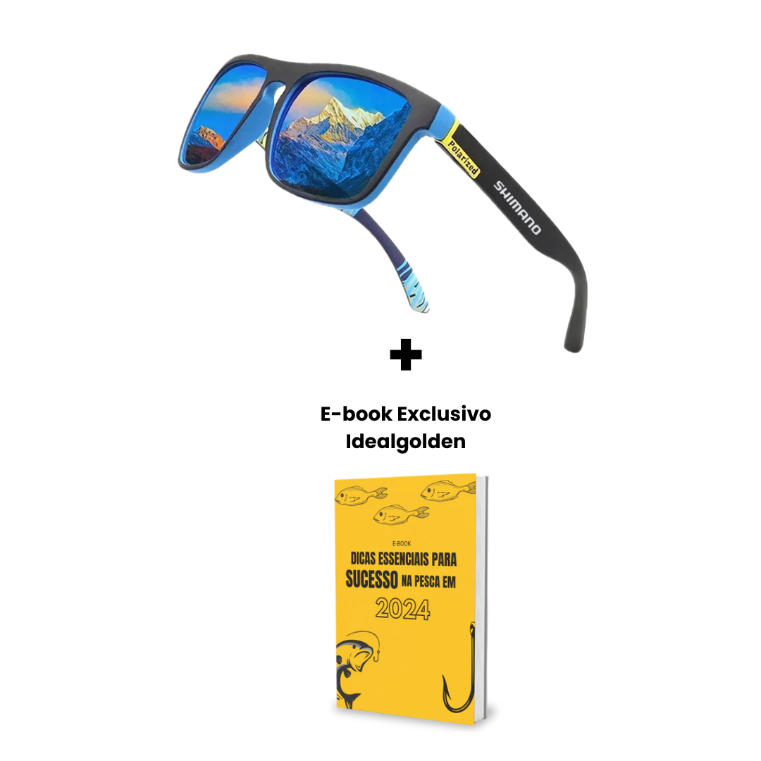 Óculos Polarizado Shimano UV400 + Case em Couro Sintético Shimano + Brinde Exclusivo