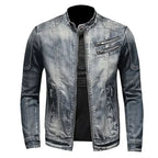 Jaqueta Jeans Retrô Masculina com Zíper