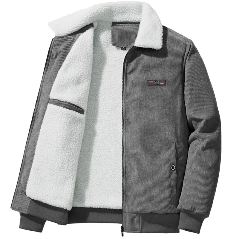 Jaqueta Masculina Casaco Casual Interior de Veludo Cor Solida