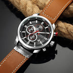 Relógio Masculino CURREN Modelo Temporal + Case em Couro Sintético