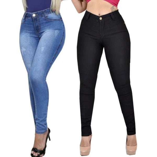 Calça Feminina Jeans Com Elastano Levanta Bumbum (KIT 2 CALÇAS)