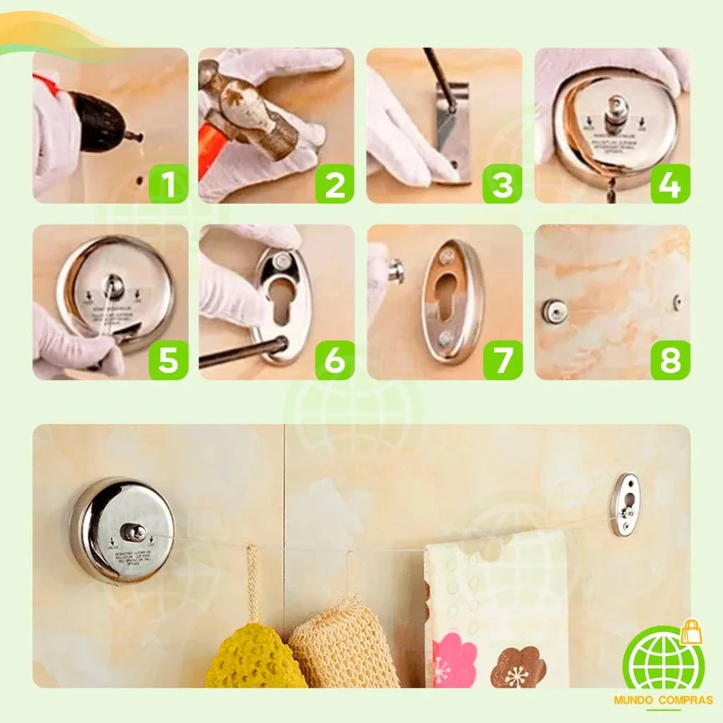 Varal Retrátil em Aço Inox Ultra Resistente 2.9MH