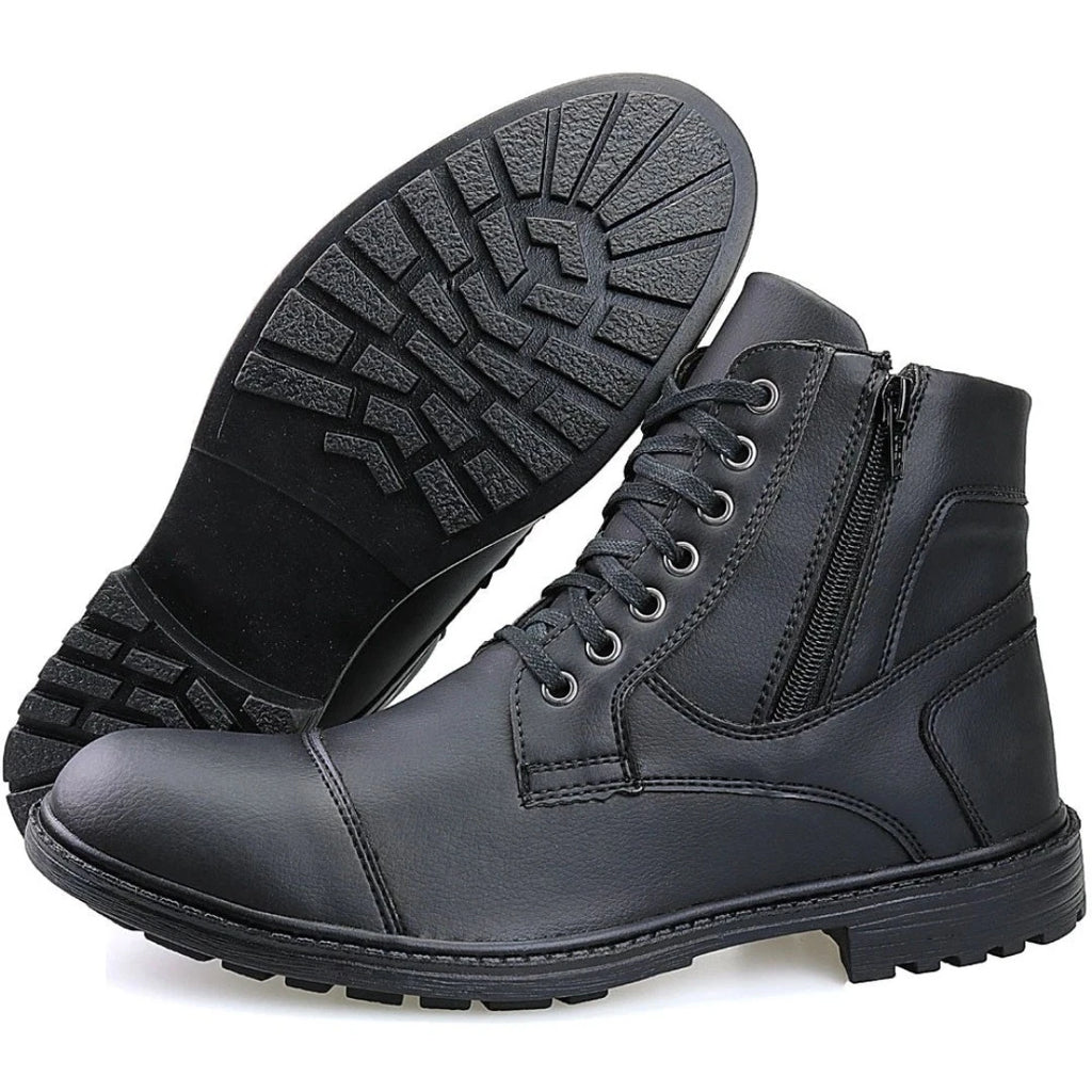 Coturno Masculino Casual com Cadarço e Zíper Ajustável