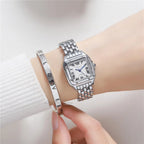 Relógio de Quartzo Feminino de Luxo + Pulseira de Lige Dourada