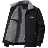 Jaqueta Masculina Casaco Casual Interior de Veludo Cor Solida