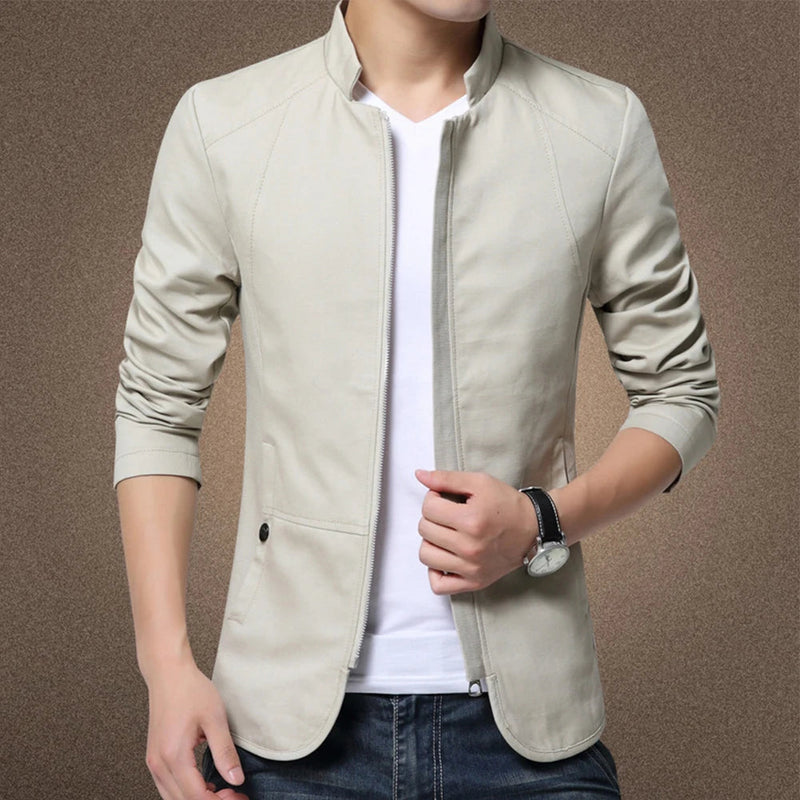 Jaqueta Blazer Masculina Fino Ajuste Formal Negócios Com Zíper