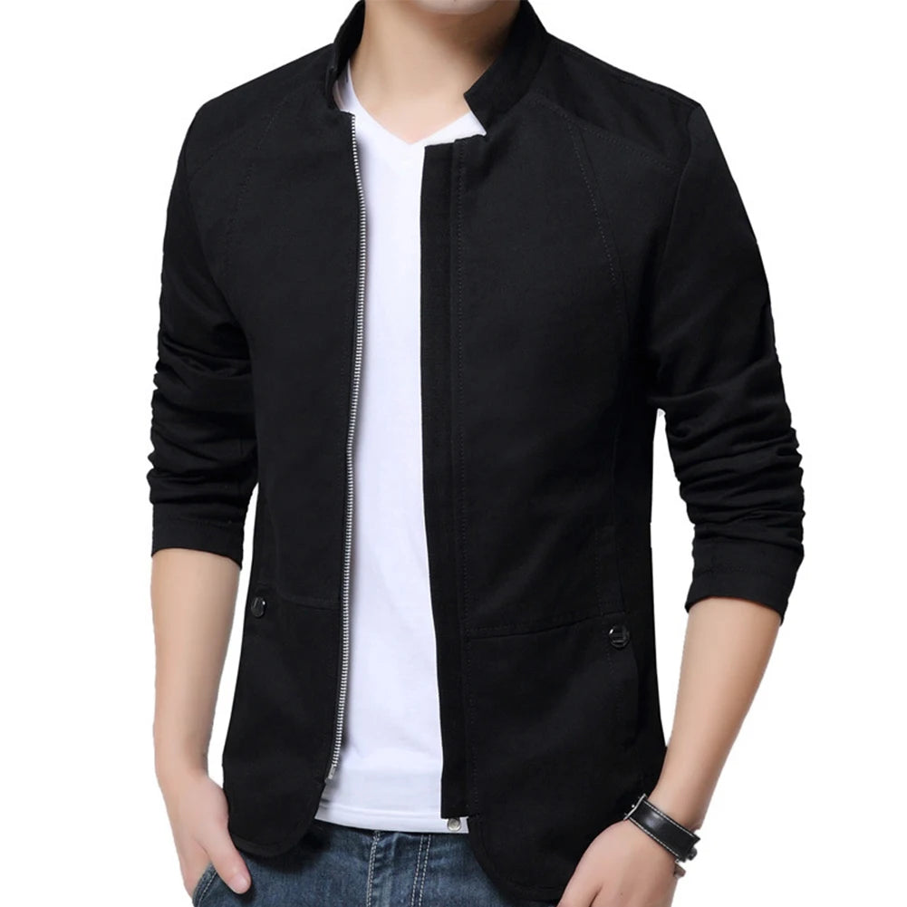 Jaqueta Blazer Masculina Fino Ajuste Formal Negócios Com Zíper