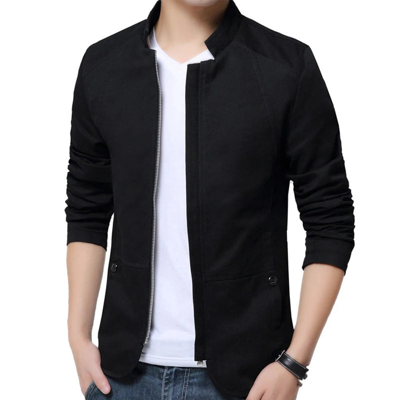 Jaqueta Blazer Masculina Fino Ajuste Formal Negócios Com Zíper