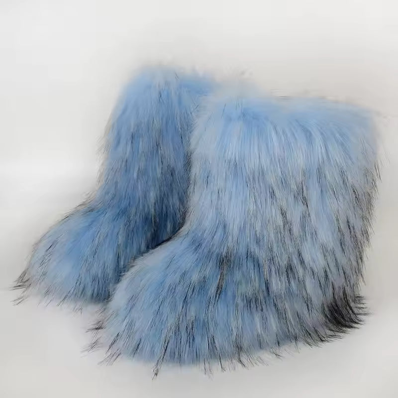 Bota Peluda Faux Fur Neve Feminina