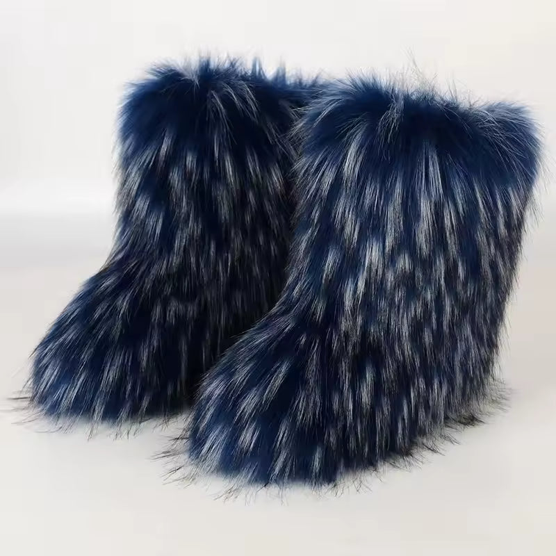 Bota Peluda Faux Fur Neve Feminina