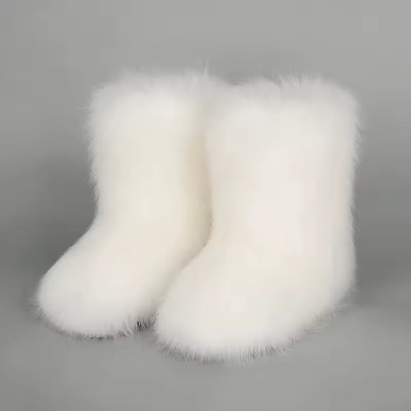 Bota Peluda Faux Fur Neve Feminina