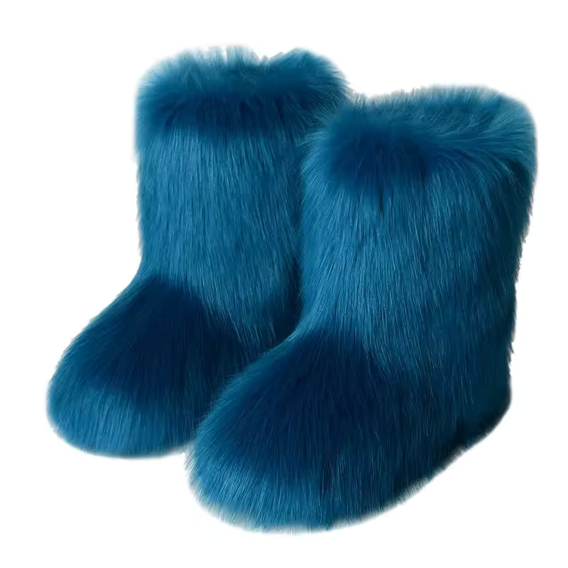 Bota Peluda Faux Fur Neve Feminina