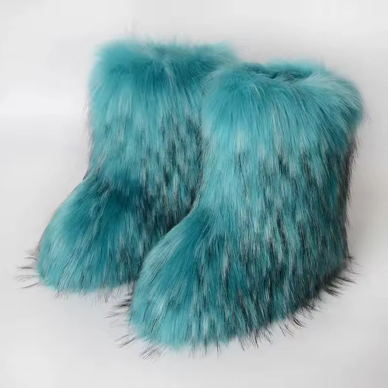 Bota Peluda Faux Fur Neve Feminina