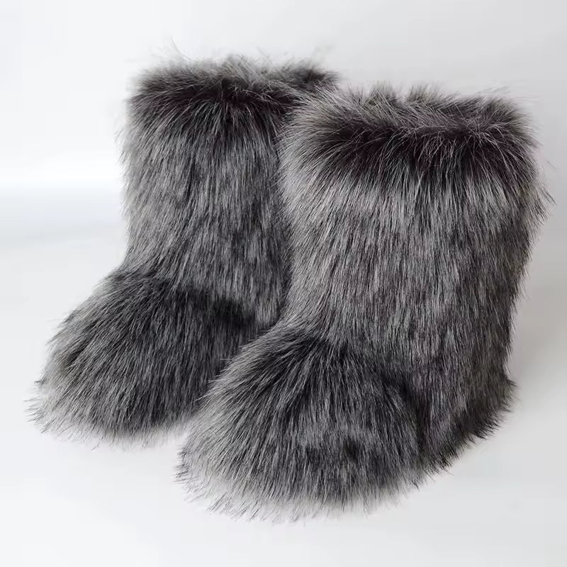 Bota Peluda Faux Fur Neve Feminina