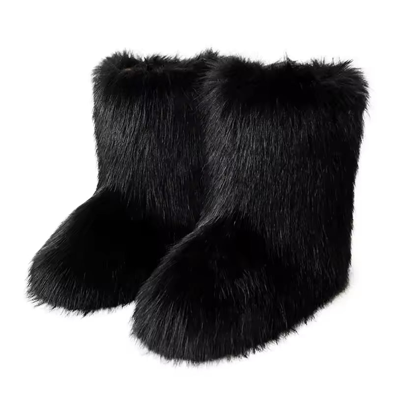 Bota Peluda Faux Fur Neve Feminina