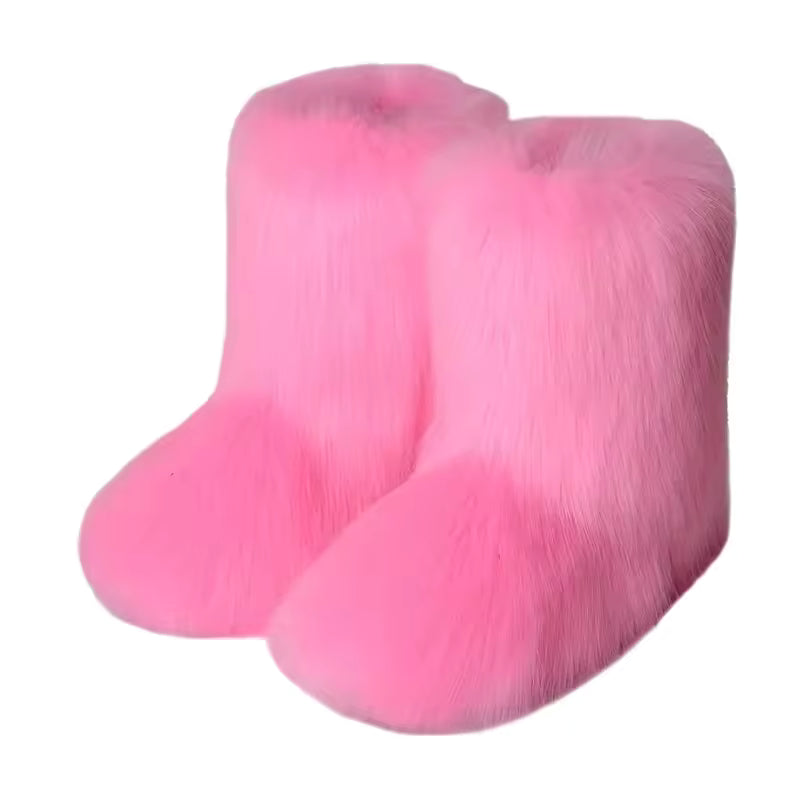 Bota Peluda Faux Fur Neve Feminina