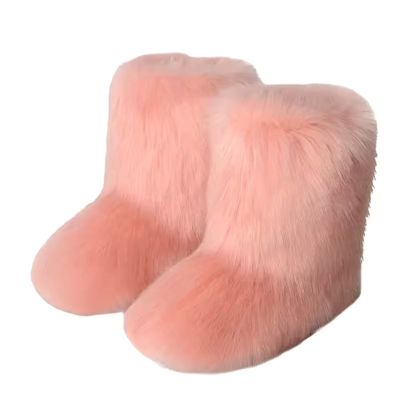 Bota Peluda Faux Fur Neve Feminina