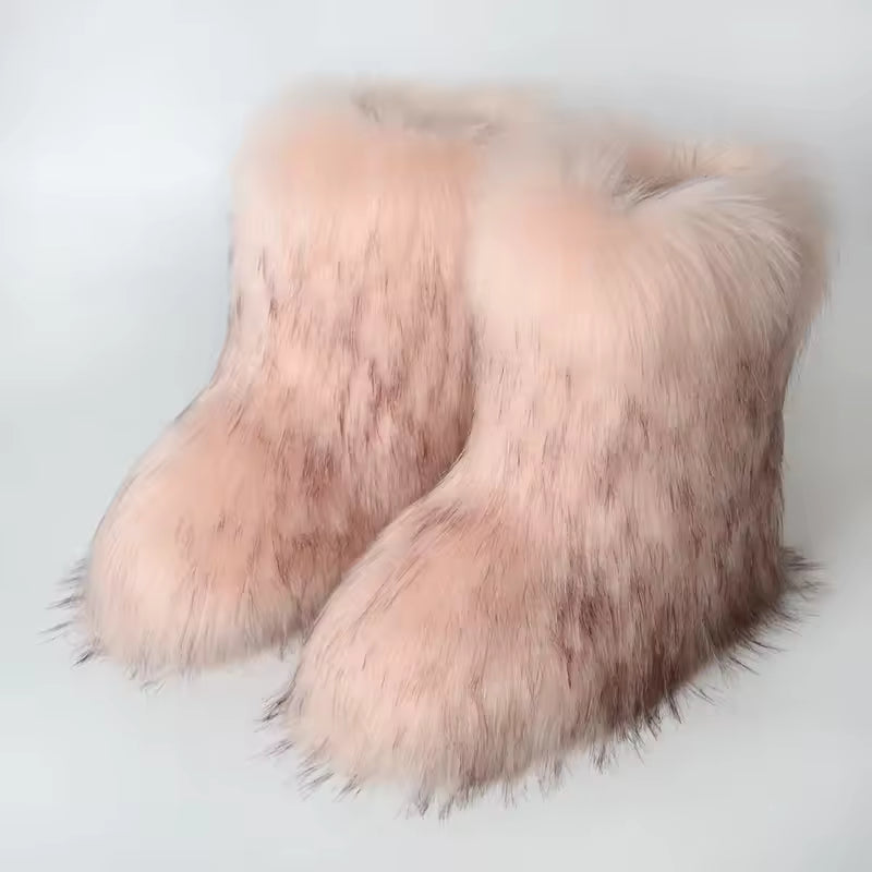 Bota Peluda Faux Fur Neve Feminina